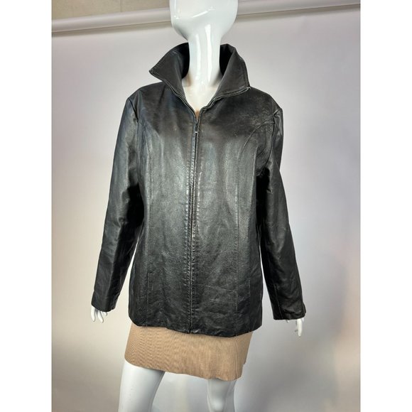 East 5th Zip Front Jacket Size XL Black Genuine Leather - Picture 1 of 16